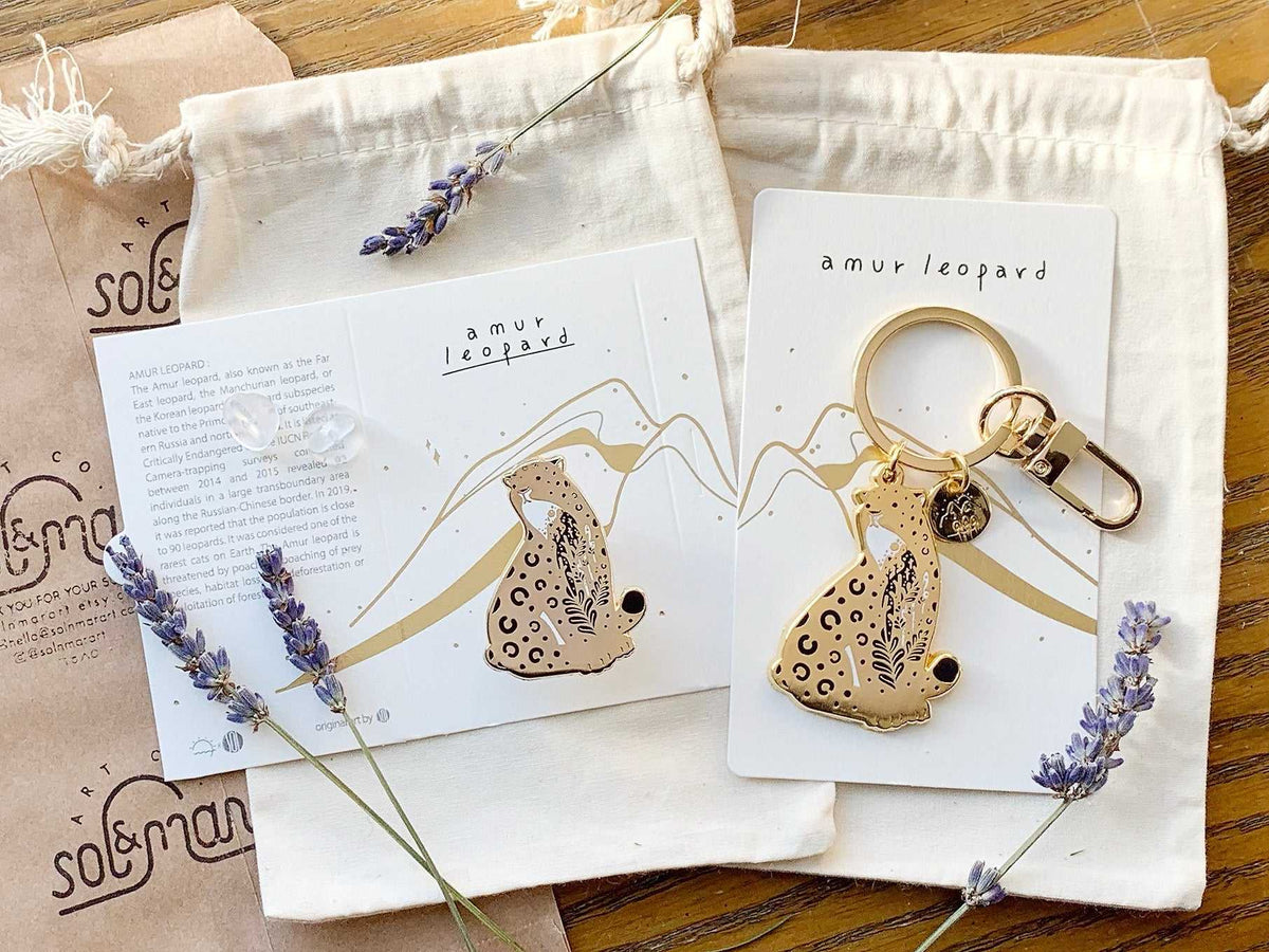 Leopard Enamel Keychain + Pin Set Keychains