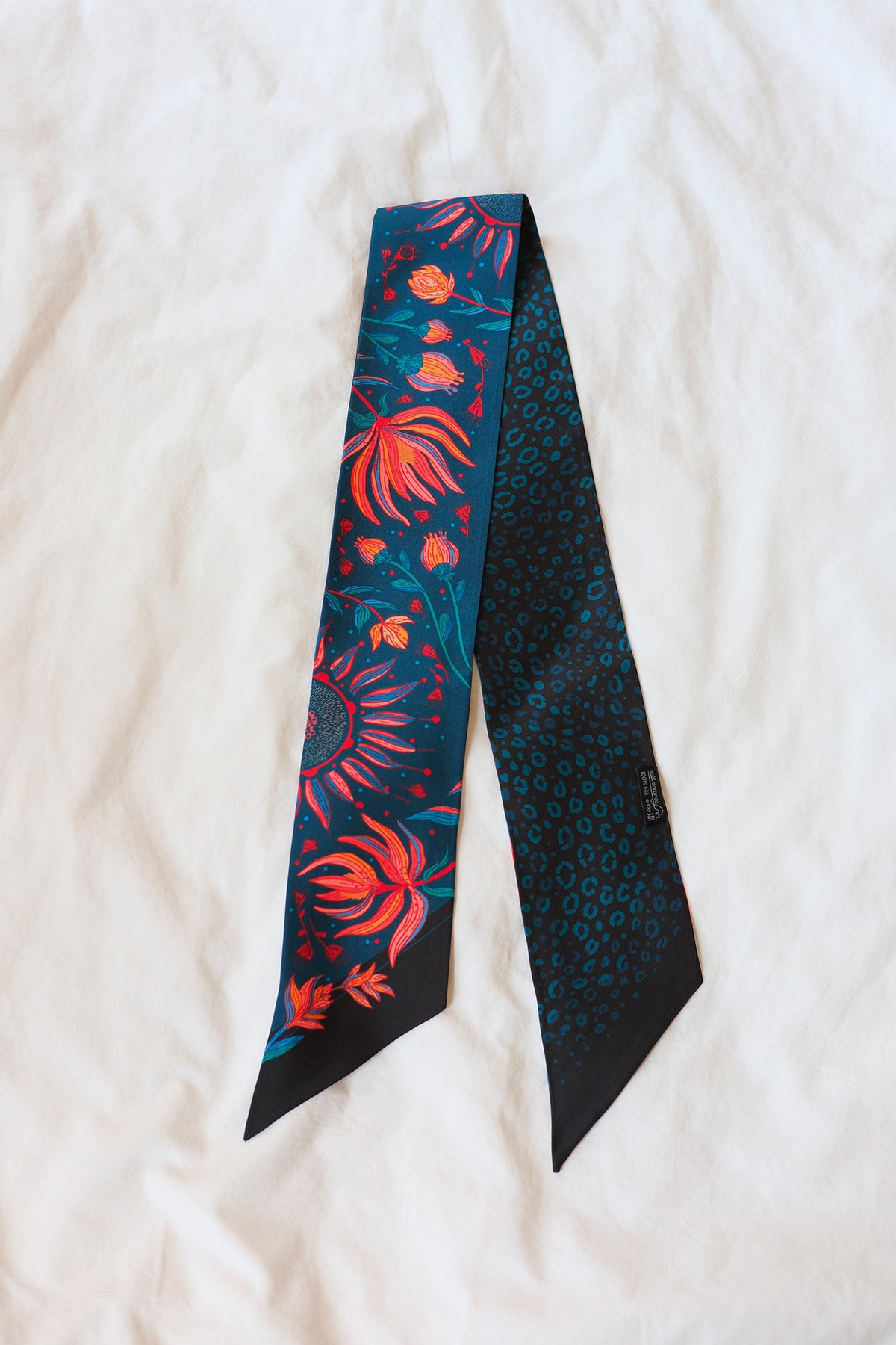 Floral Leopard Art Silk Twilly
