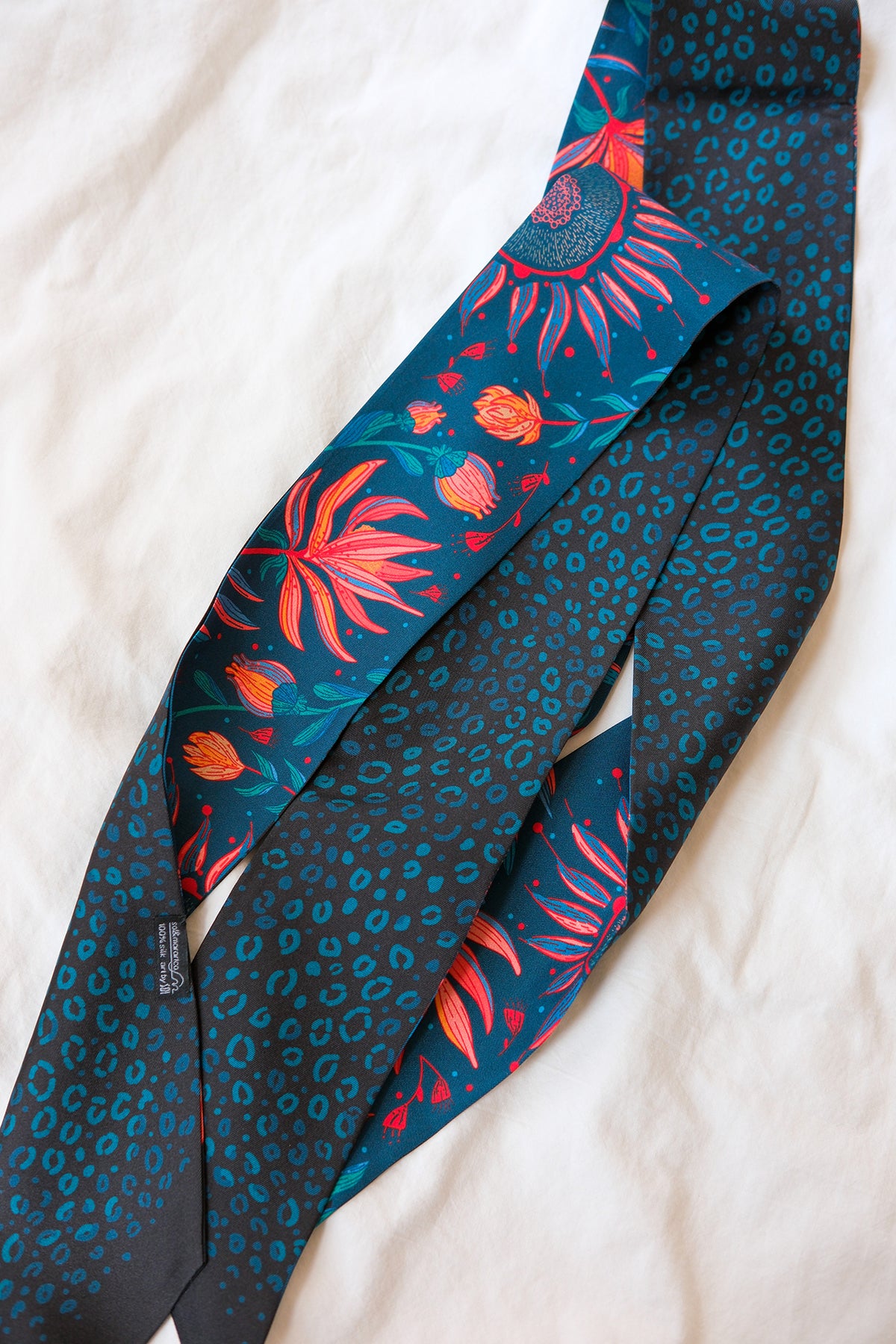 Floral Leopard Art Silk Twilly