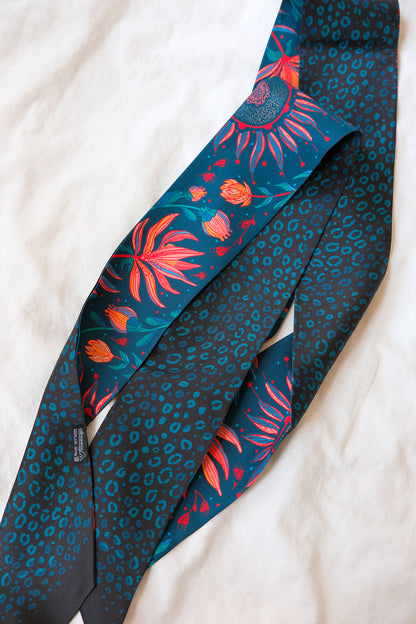 Floral Leopard Art Silk Twilly