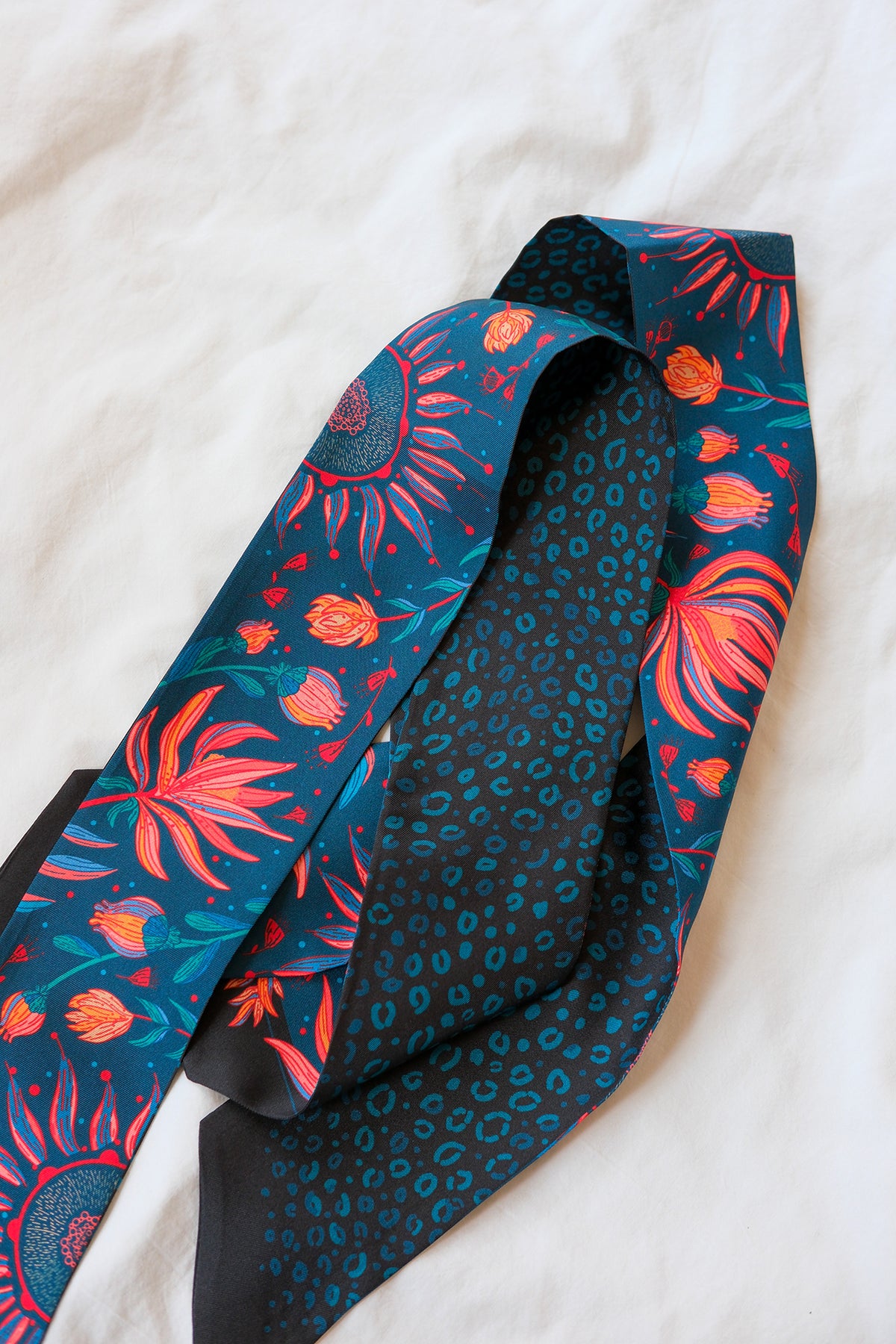 Floral Leopard Art Silk Twilly