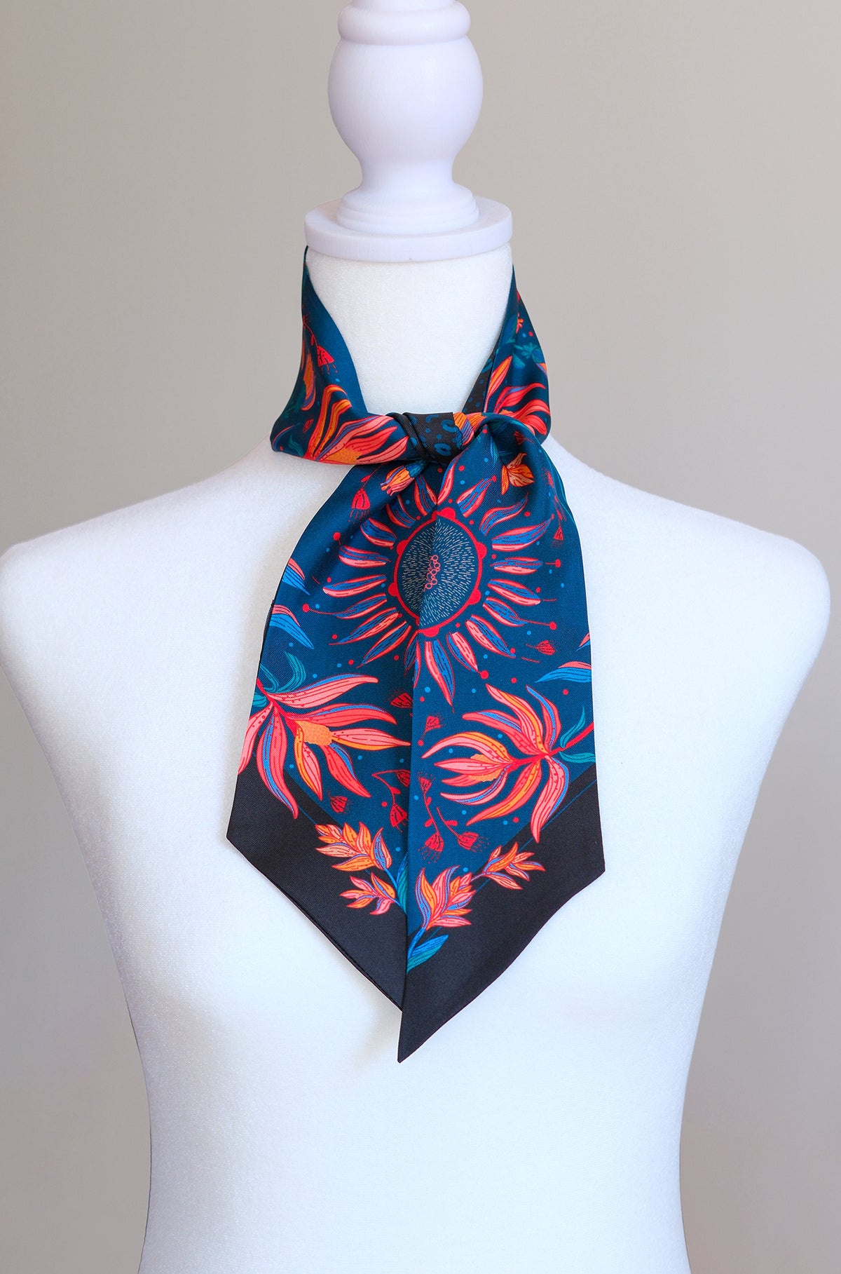 Floral Leopard Art Silk Twilly