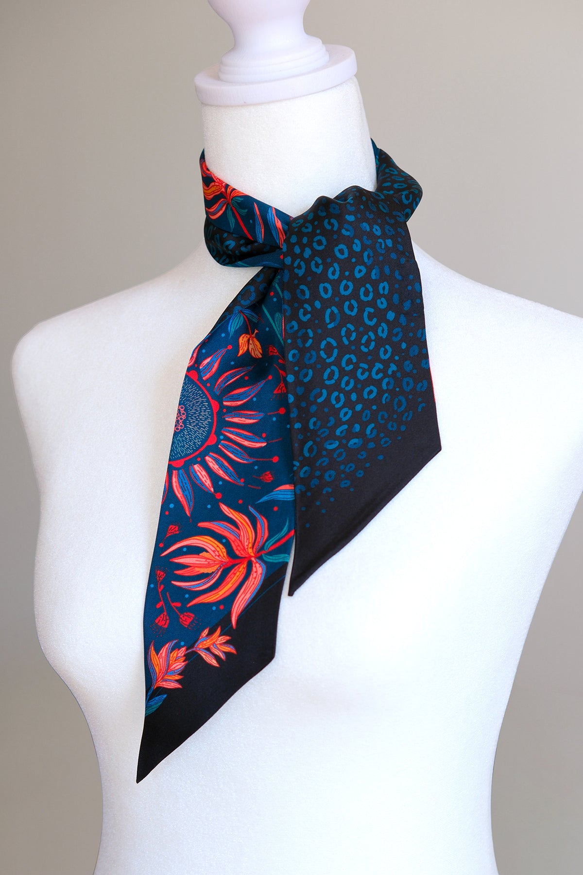 Floral Leopard Art Silk Twilly