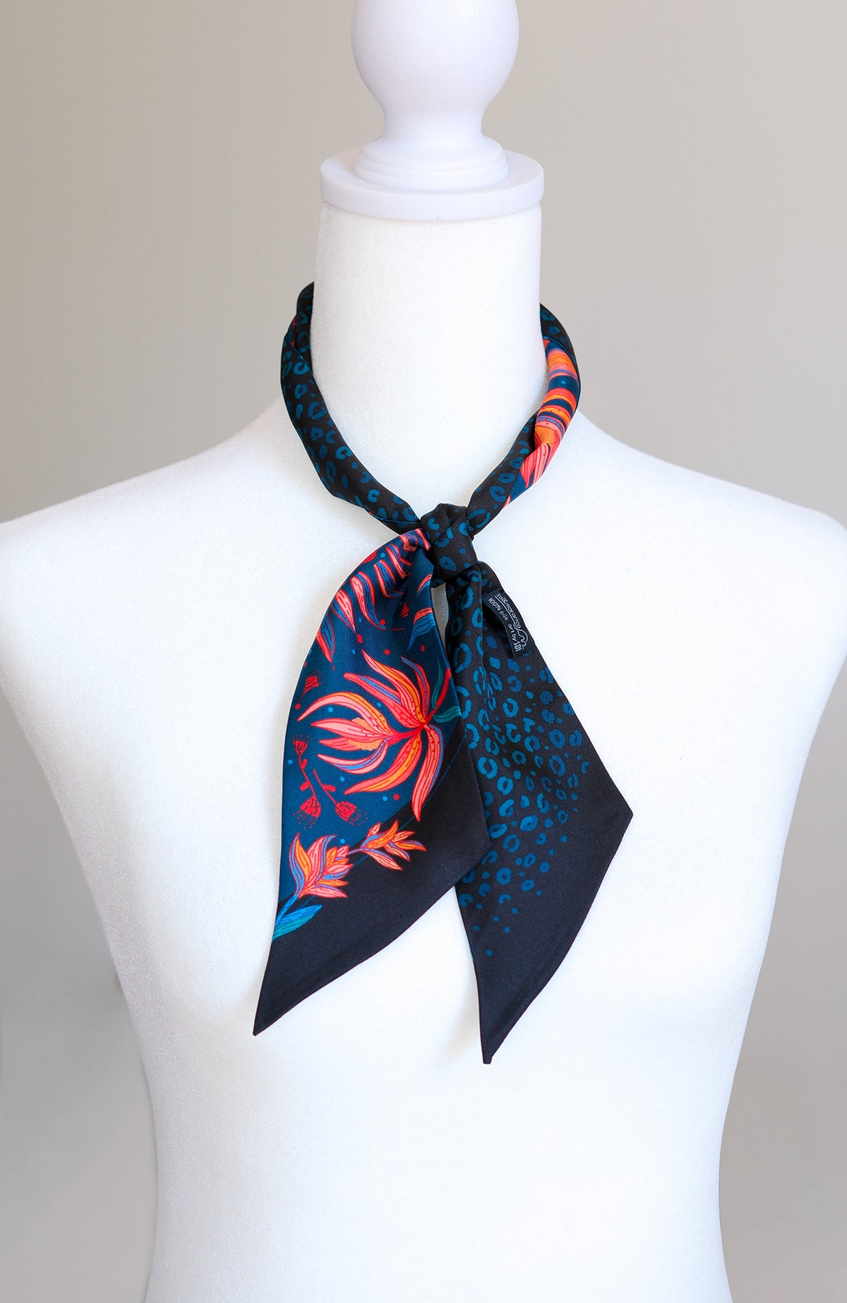 Floral Leopard Art Silk Twilly