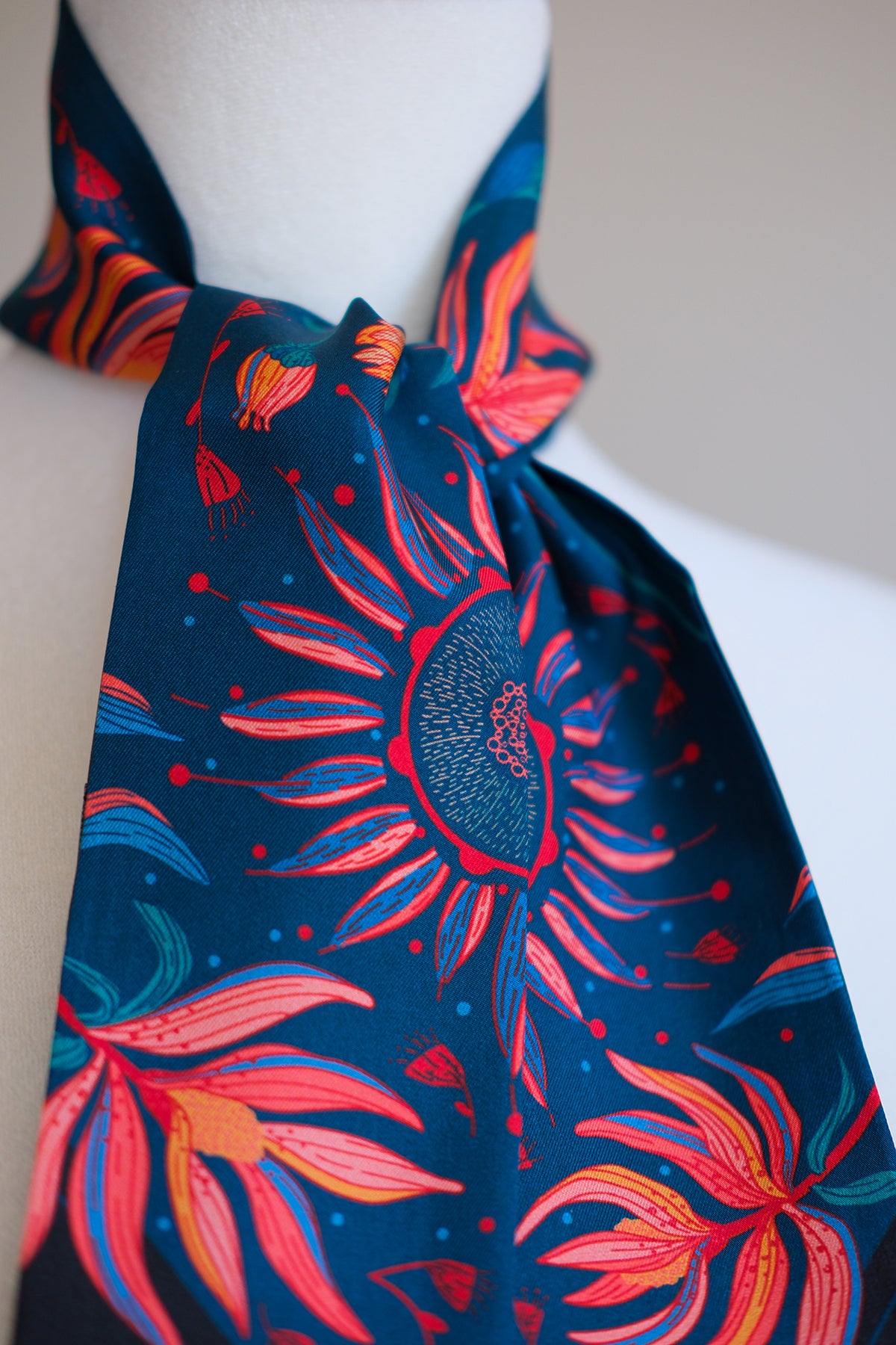 Floral Leopard Art Silk Twilly