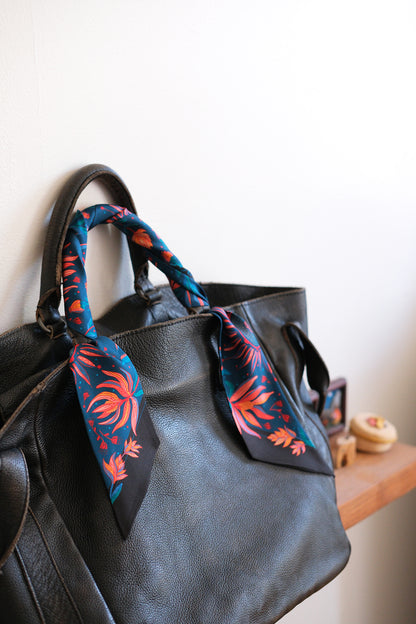 Floral Leopard Art Silk Twilly