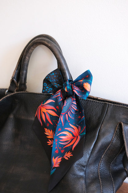 Floral Leopard Art Silk Twilly