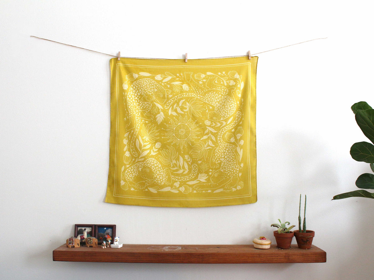Leopard tote bag + Bandana Gift set (Mustard) Tote bag