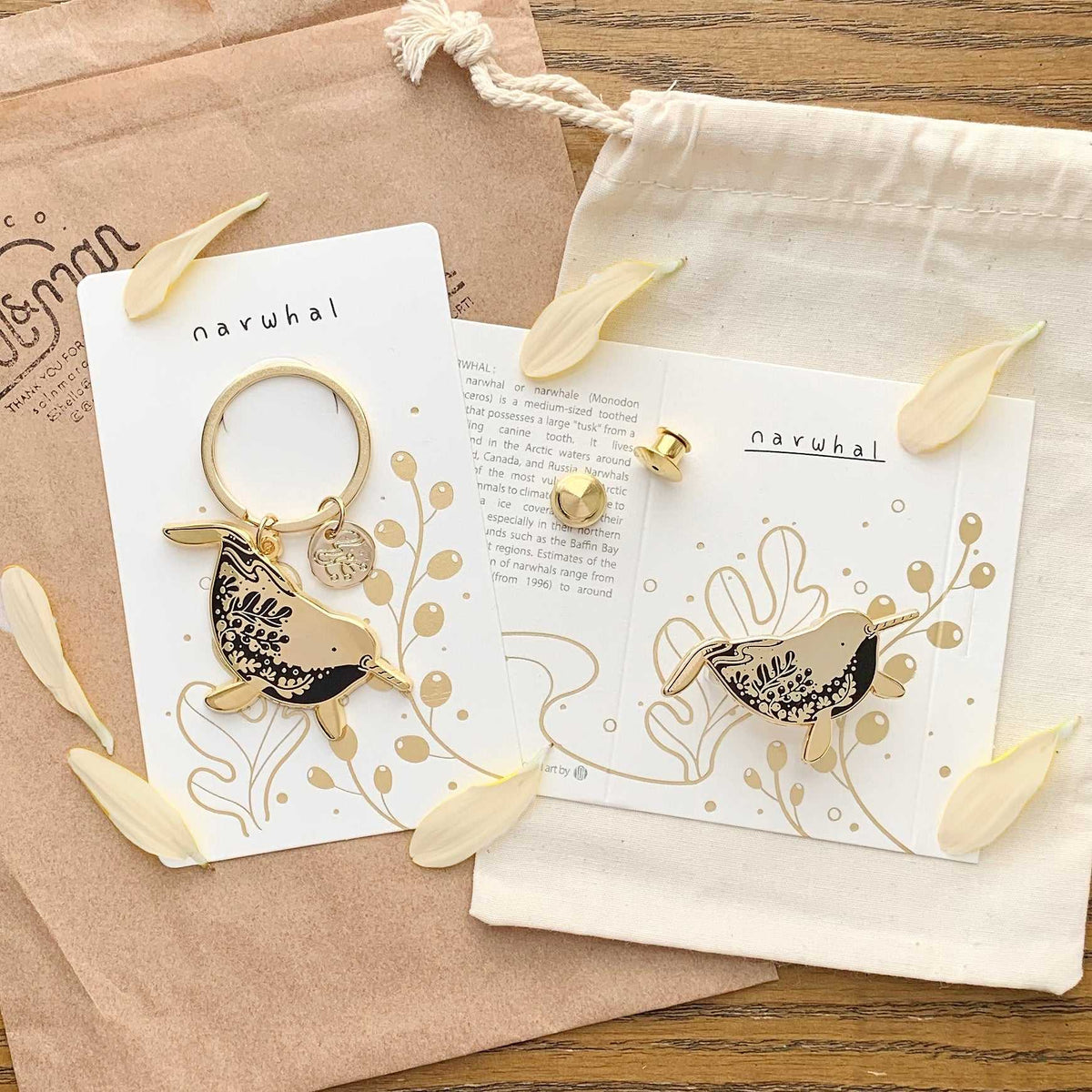 Narwhal Enamel Keychain + Pin Set Keychains