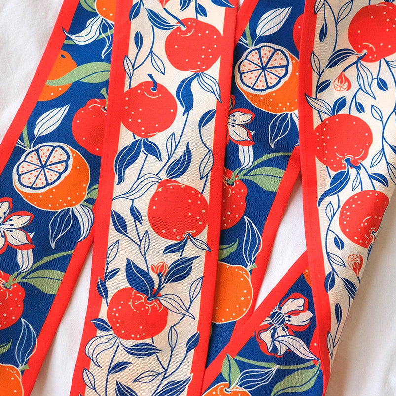 Orange Citrus Art Silk Twilly