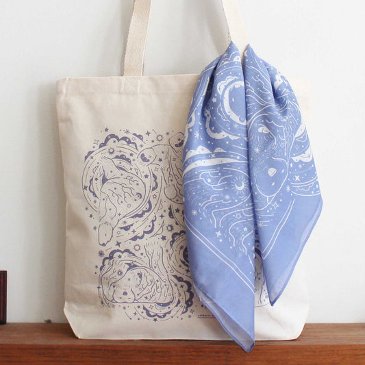 Polar bear Tote Bag + Bandana Scarf Set (Lavender) Tote bag