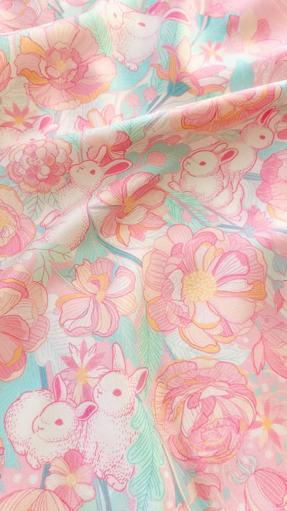 Floral Bunny Silk Twill Scarf