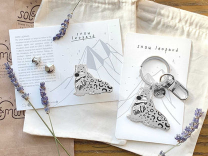 Snow Leopard Enamel Keychain + Pin set Keychains