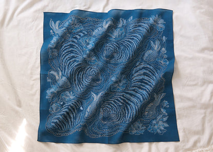 Tiger Art Bandana Scarf (Indigo)