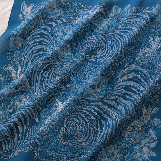 Tiger Art Bandana Scarf (Indigo)