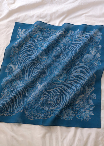 Tiger Art Bandana Scarf (Indigo)
