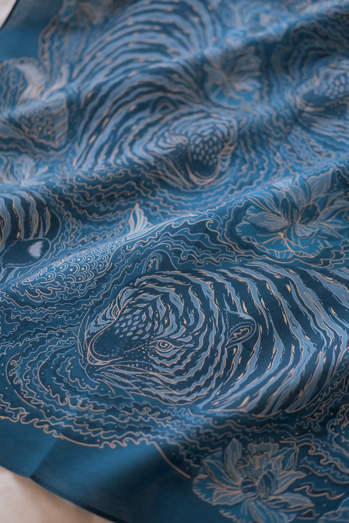 Tiger Art Bandana Scarf (Indigo)