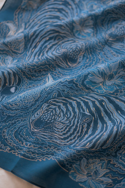 Tiger Art Bandana Scarf (Indigo)