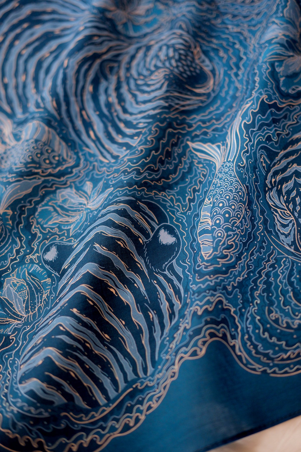 Tiger Art Bandana Scarf (Indigo)