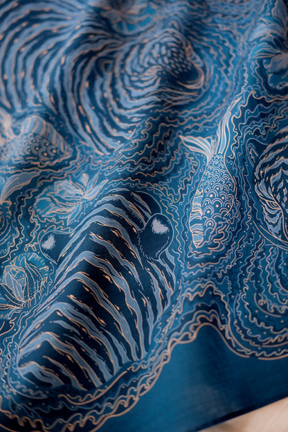 Tiger Art Bandana Scarf (Indigo)