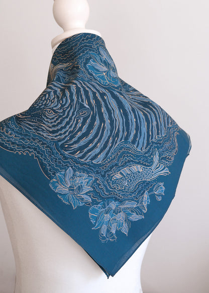 Tiger Art Bandana Scarf (Indigo)