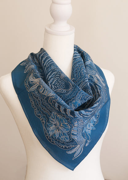 Tiger Art Bandana Scarf (Indigo)