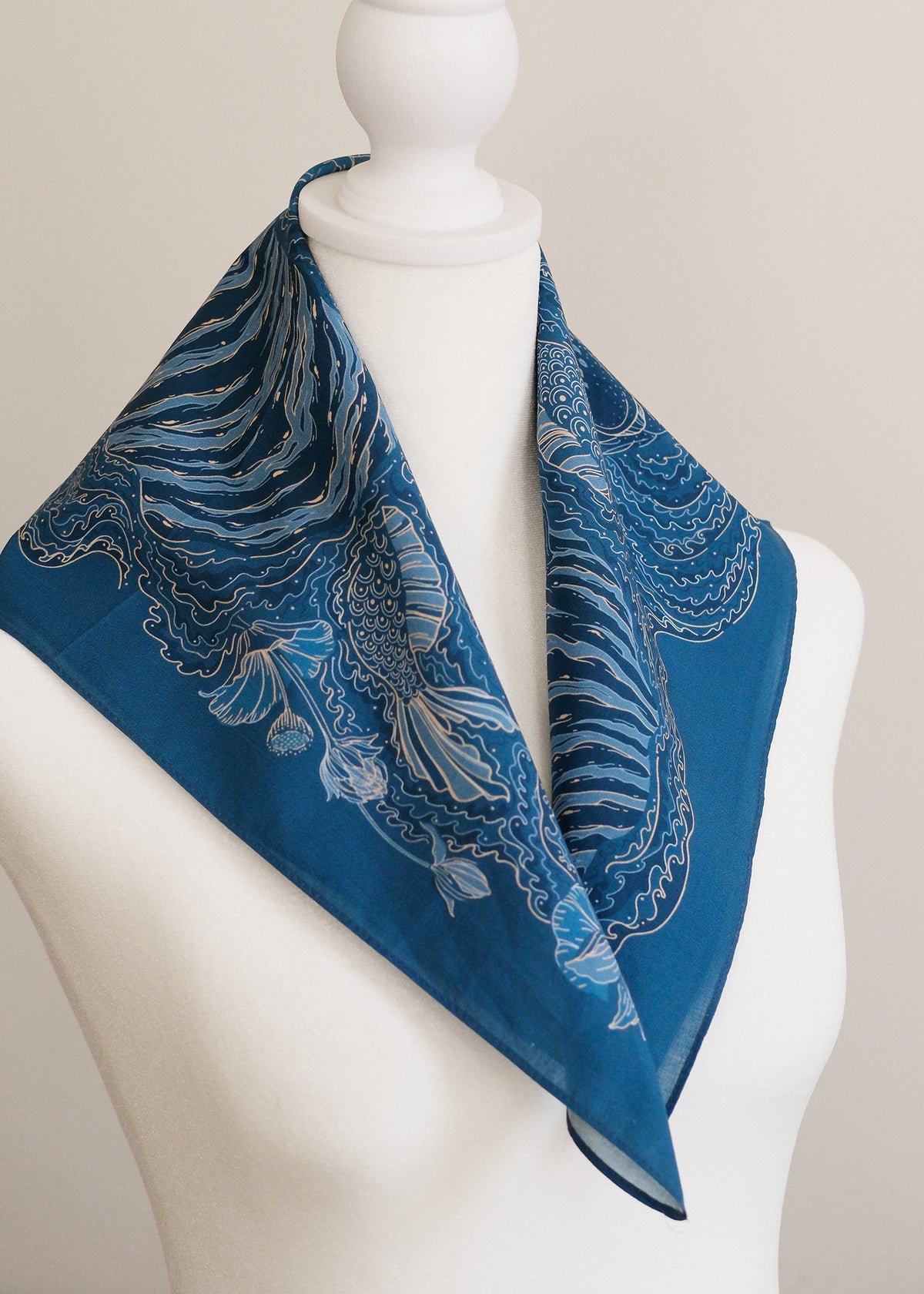 Tiger Art Bandana Scarf (Indigo)