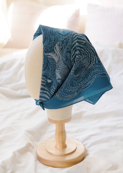 Tiger Art Bandana Scarf (Indigo)