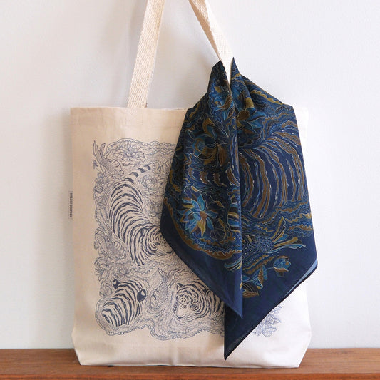 Tiger Art Tote Bag + Bandana Gift Set (Midnight)
