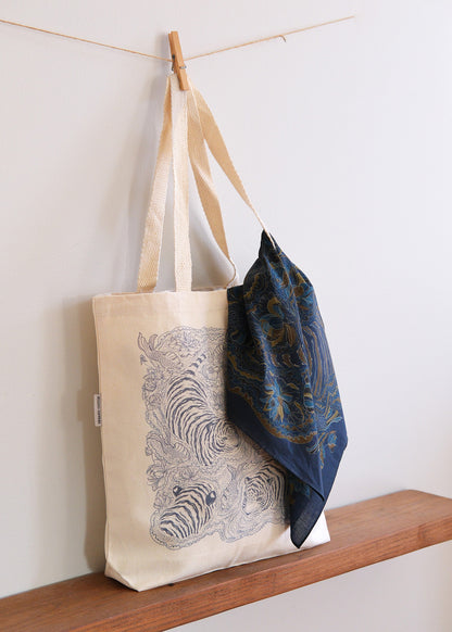 Tiger Art Tote Bag + Bandana Gift Set (Midnight)