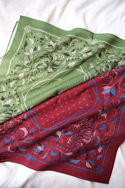 Guardian Tiger Bandana (Olive Sage) — Korean Knot Art Collection