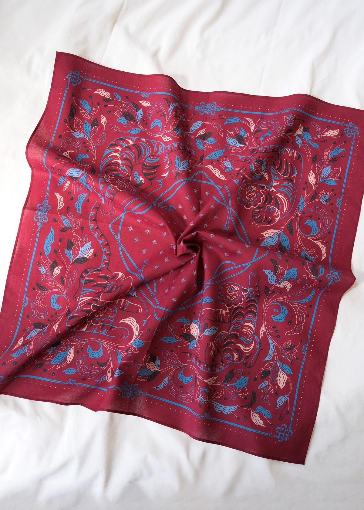 Guardian Tiger Bandana (Burgundy) — Korean Knot Art Collection