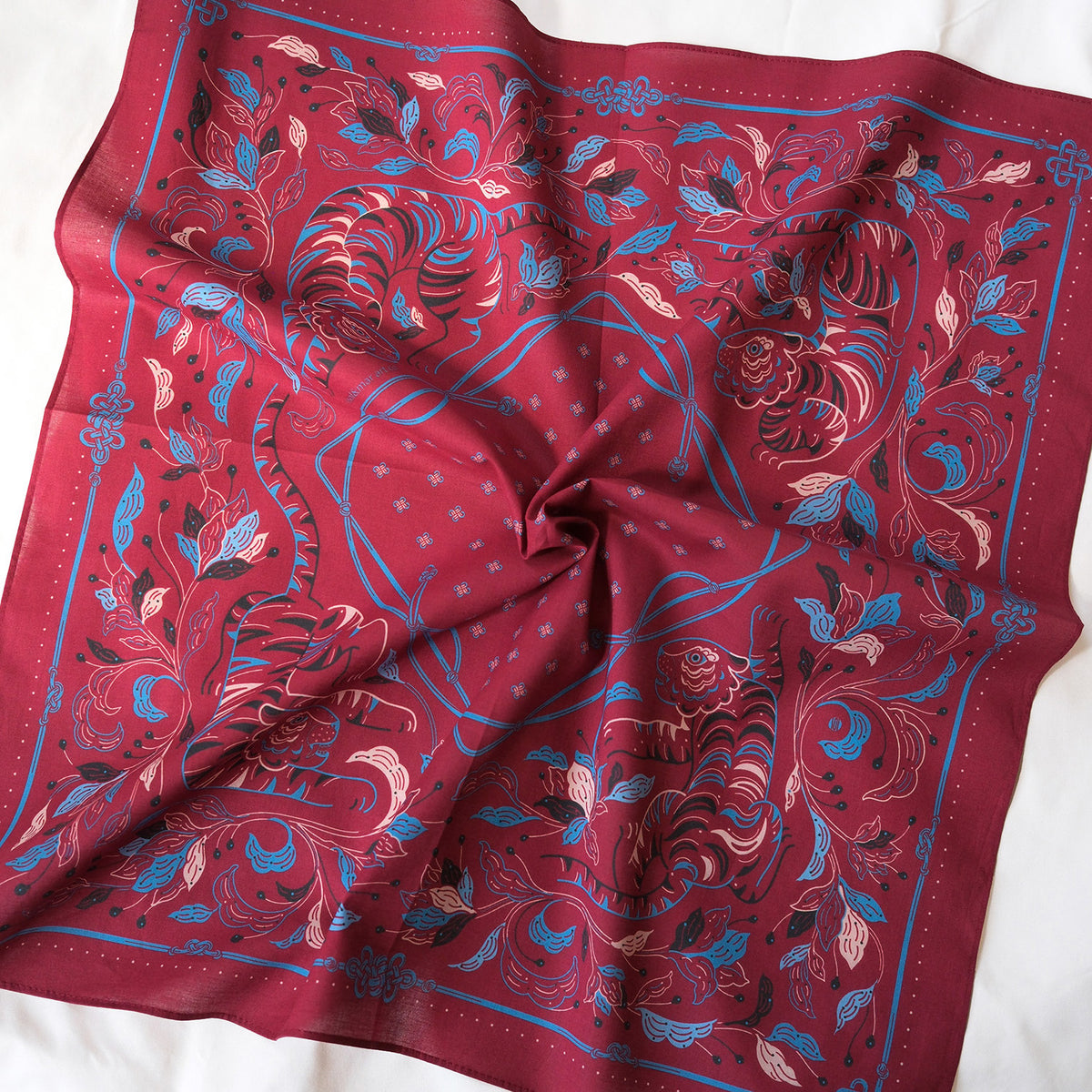 Guardian Tiger Bandana (Burgundy) — Korean Knot Art Collection