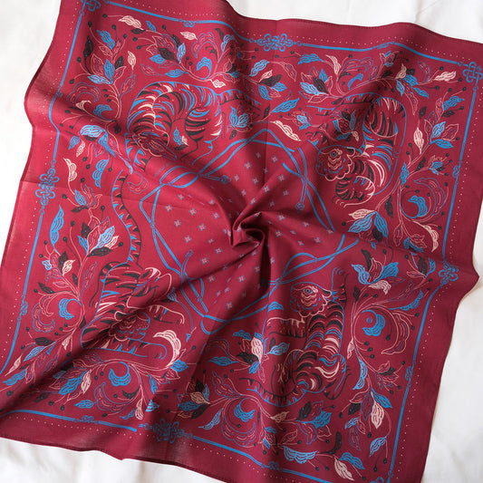 Guardian Tiger Bandana (Burgundy) — Korean Knot Art Collection