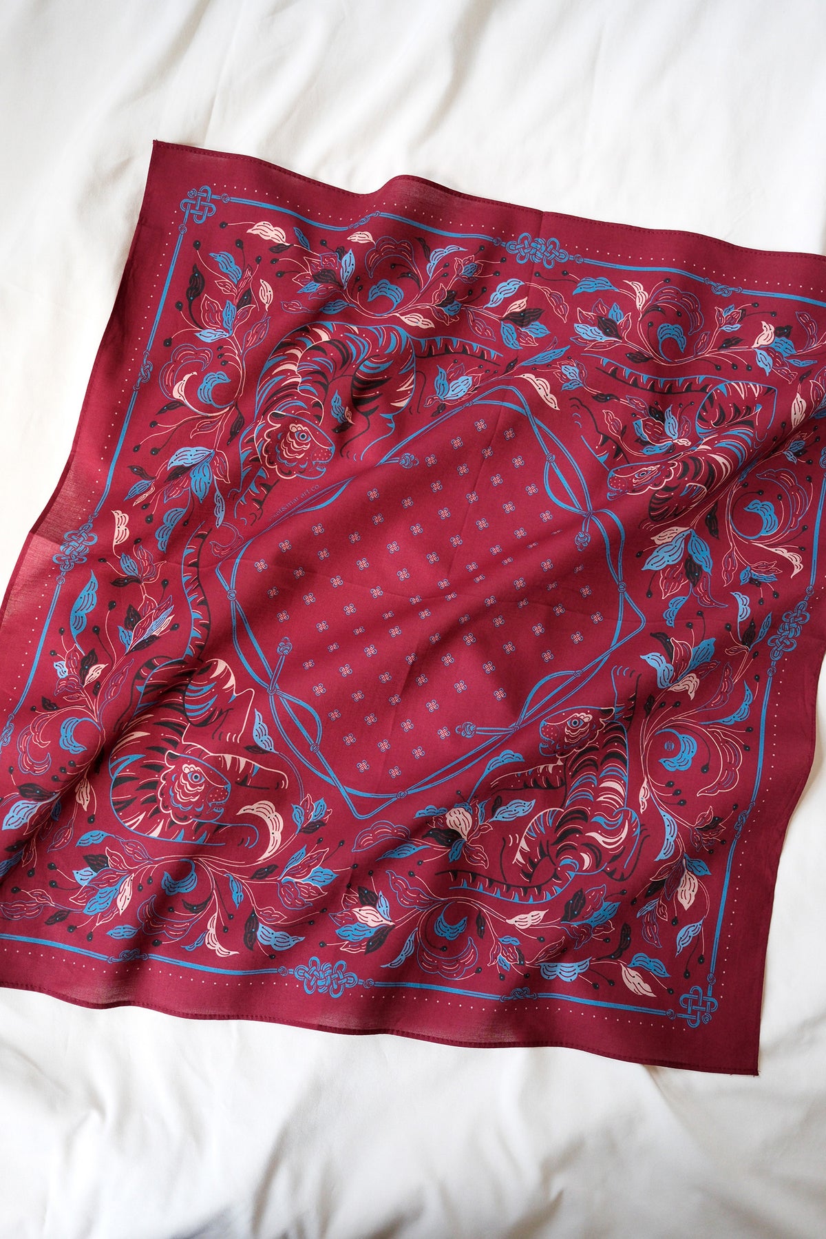 Guardian Tiger Bandana (Burgundy) — Korean Knot Art Collection