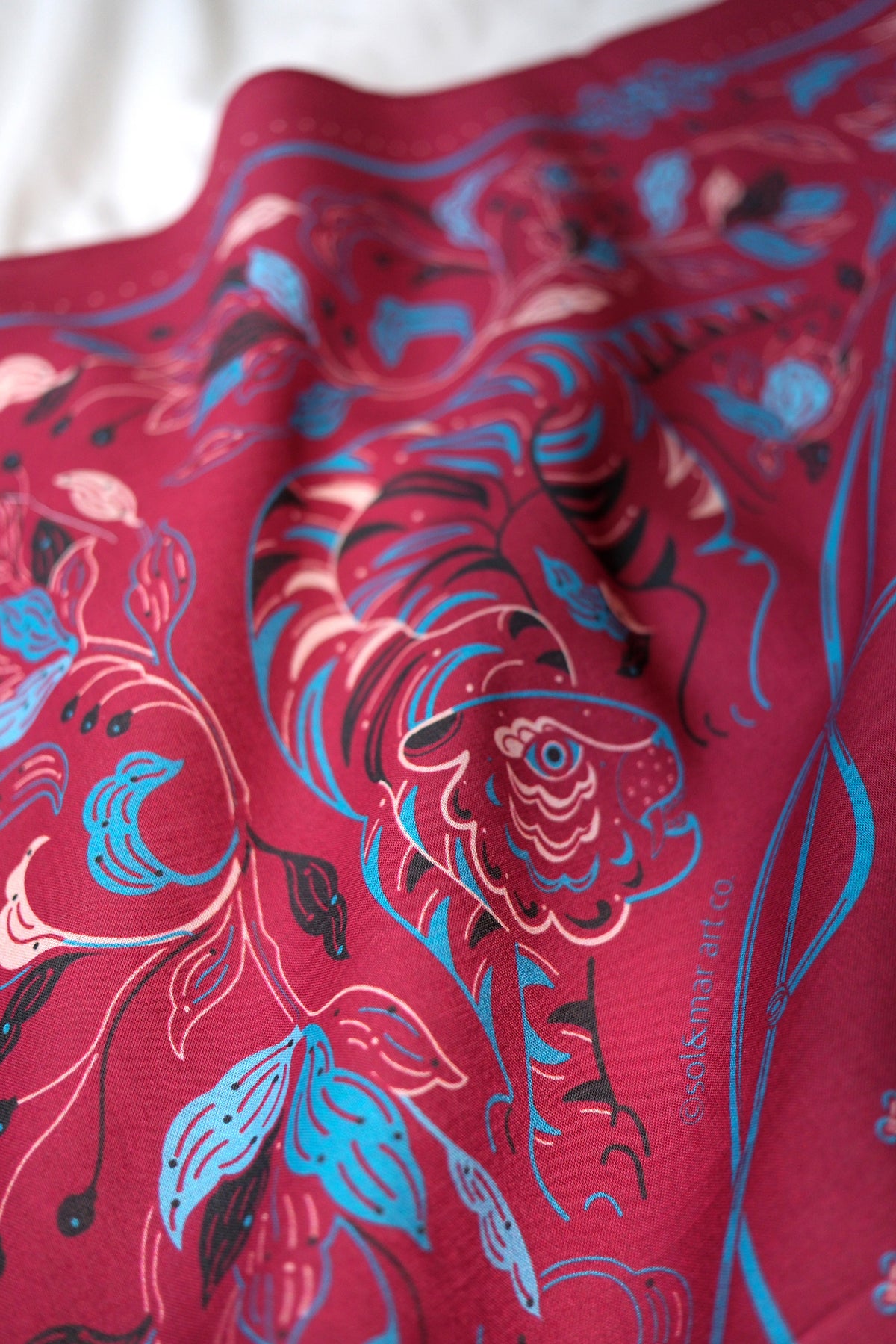 Guardian Tiger Bandana (Burgundy) — Korean Knot Art Collection
