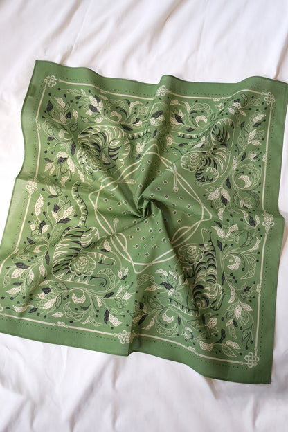 Guardian Tiger Bandana (Olive Sage) — Korean Knot Art Collection
