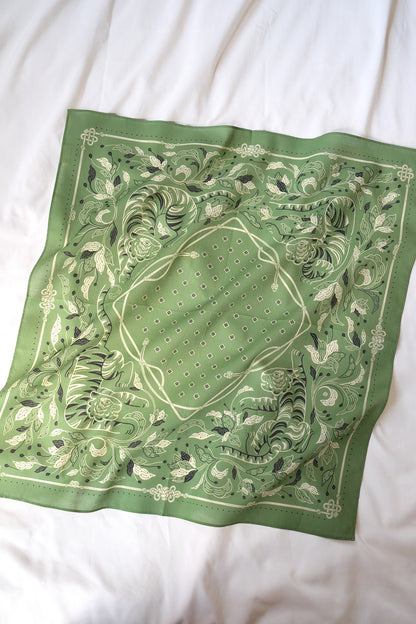 Guardian Tiger Bandana (Olive Sage) — Korean Knot Art Collection