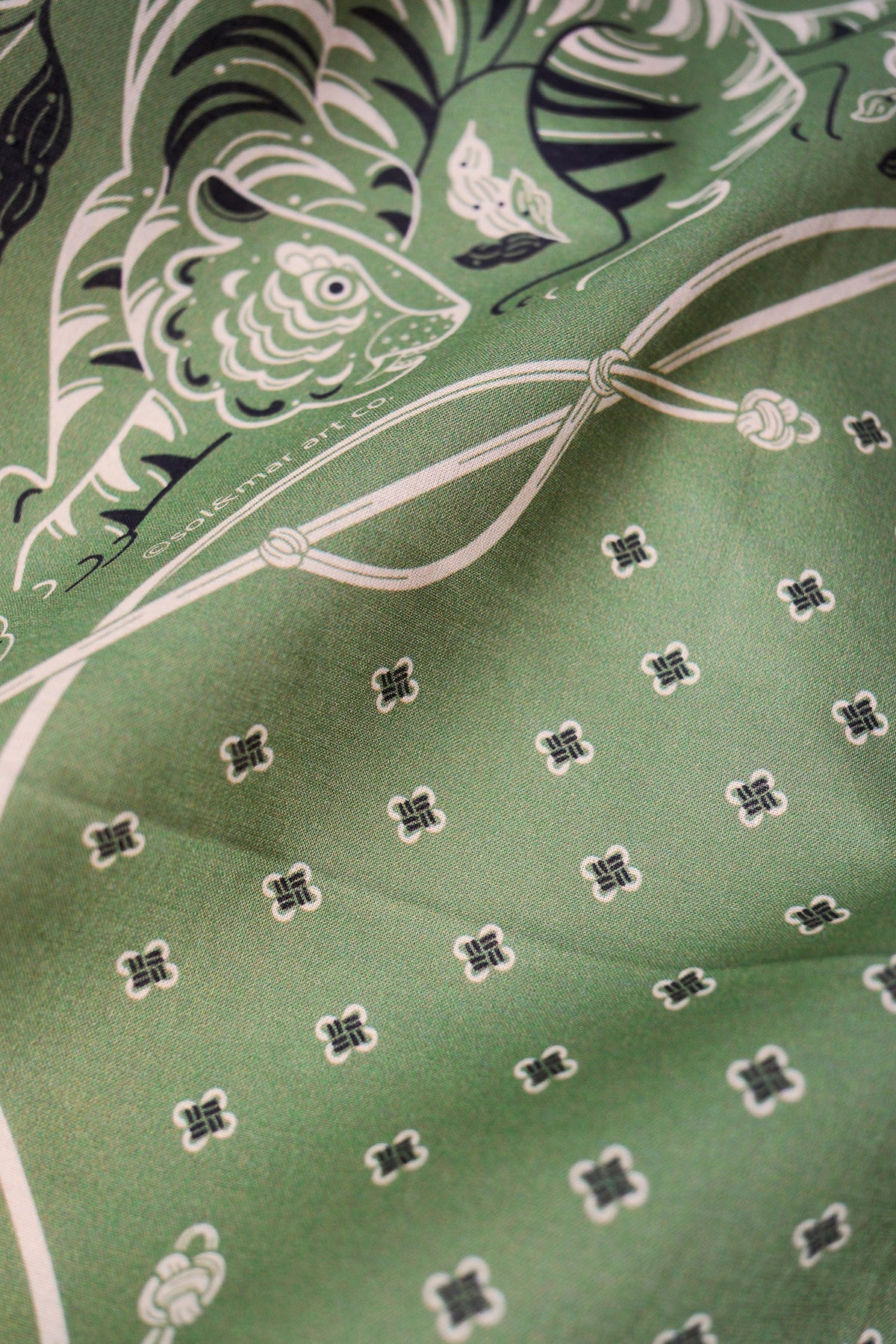 Guardian Tiger Bandana (Olive Sage) — Korean Knot Art Collection