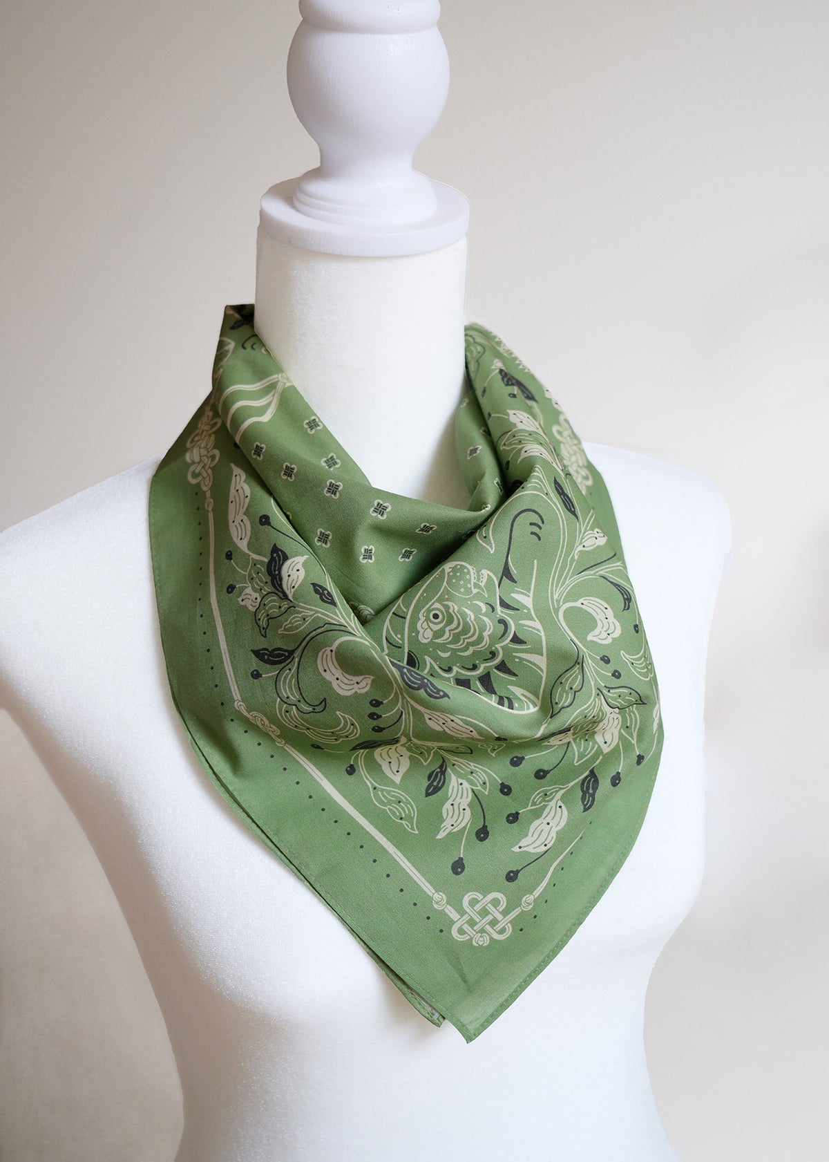 Guardian Tiger Bandana (Olive Sage) — Korean Knot Art Collection