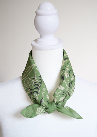 Guardian Tiger Bandana (Olive Sage) — Korean Knot Art Collection