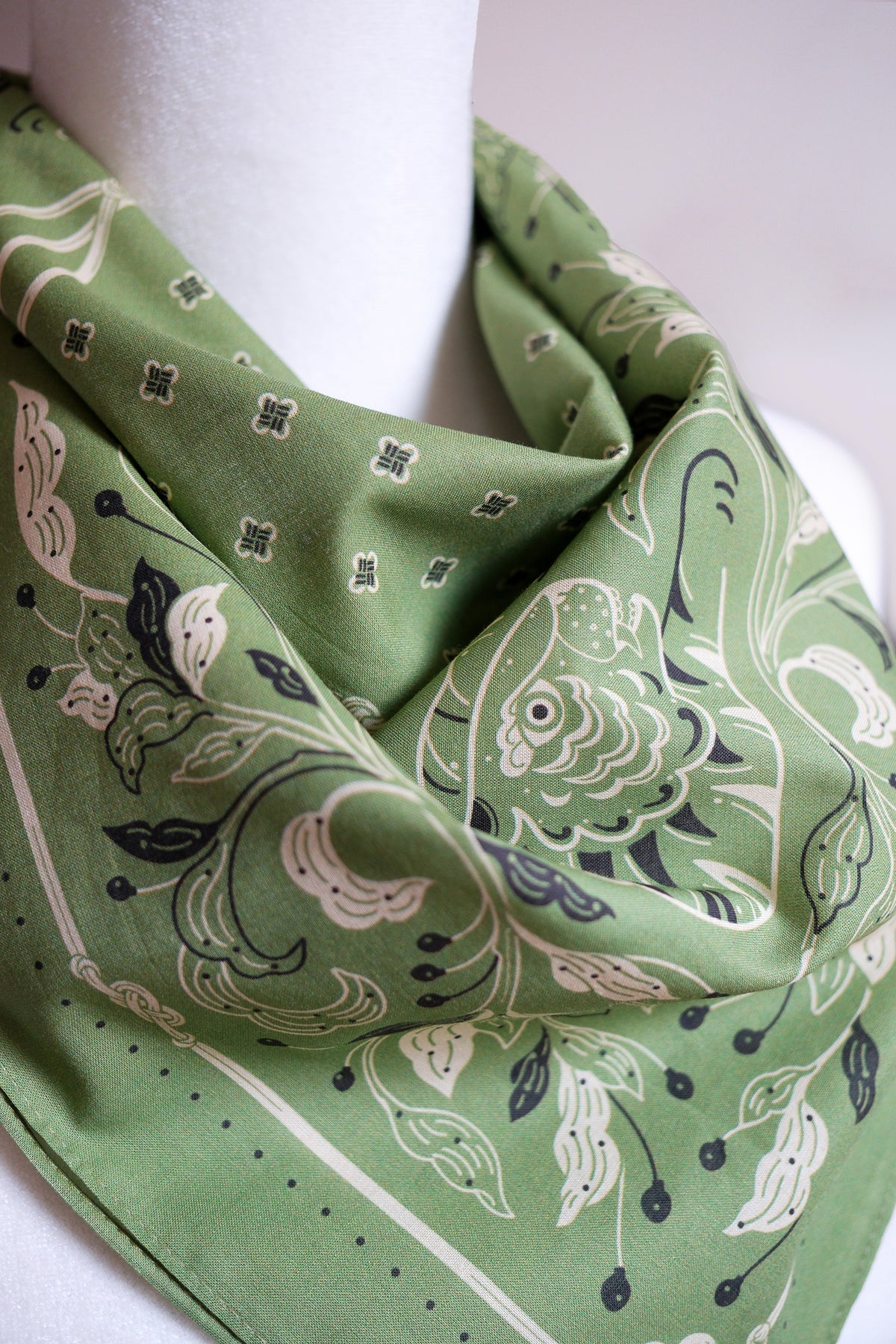 Guardian Tiger Bandana (Olive Sage) — Korean Knot Art Collection
