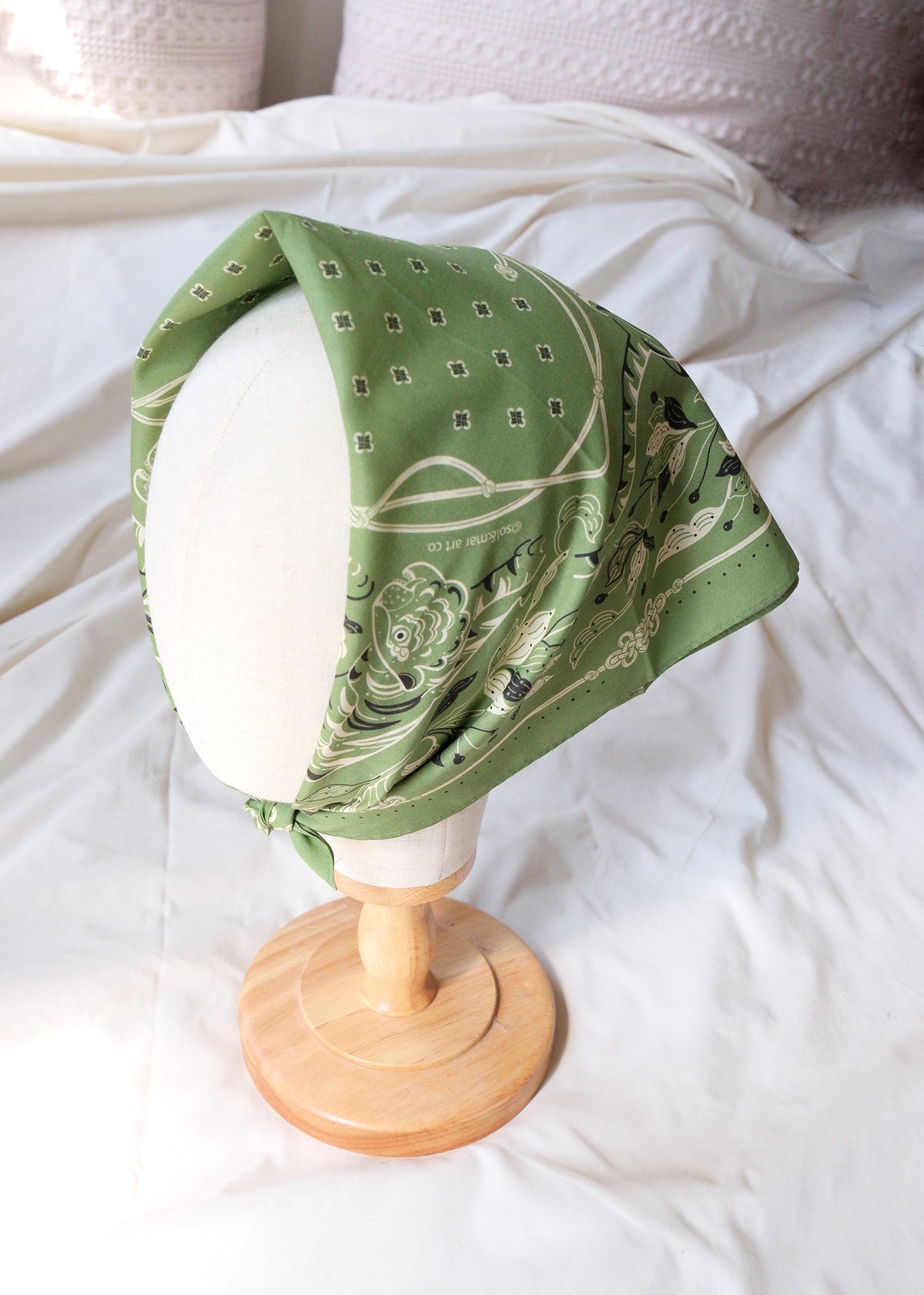 Guardian Tiger Bandana (Olive Sage) — Korean Knot Art Collection