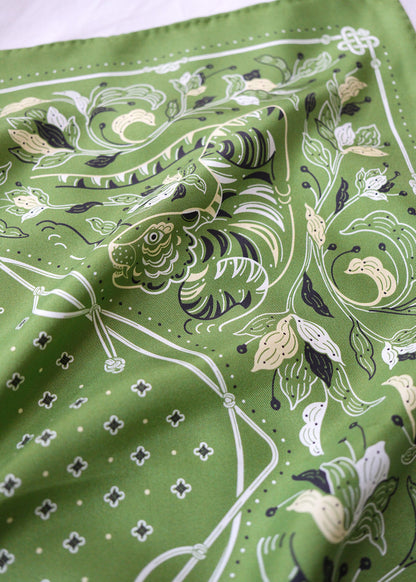 Guardian Tiger Silk Twill Scarf — Korean Knot Art Collection