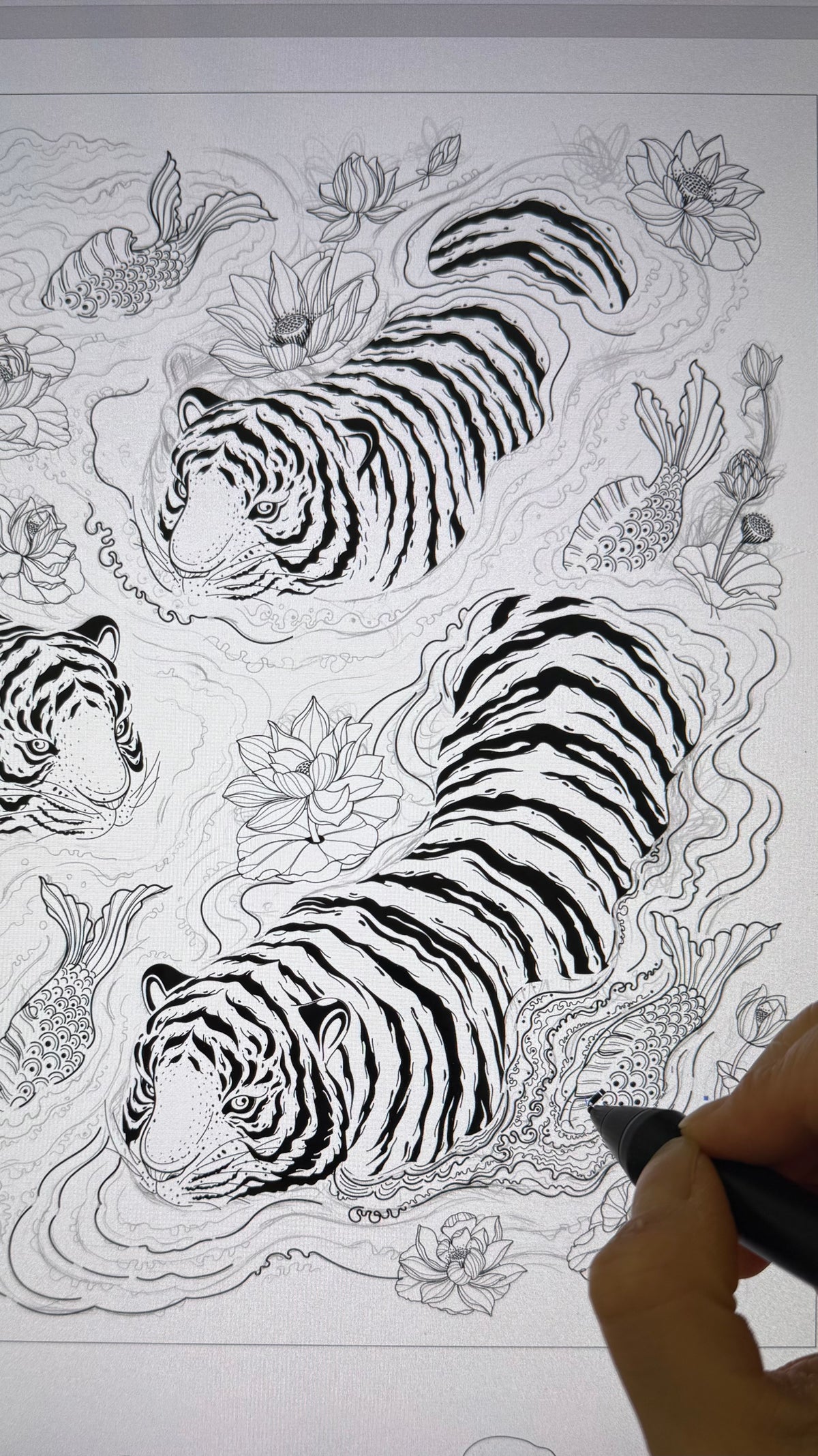Tiger Art Bandana Scarf (Midnight)