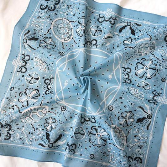Timeless Turtle Bandana (Dusty Blue) — Korean Knot Art Collection