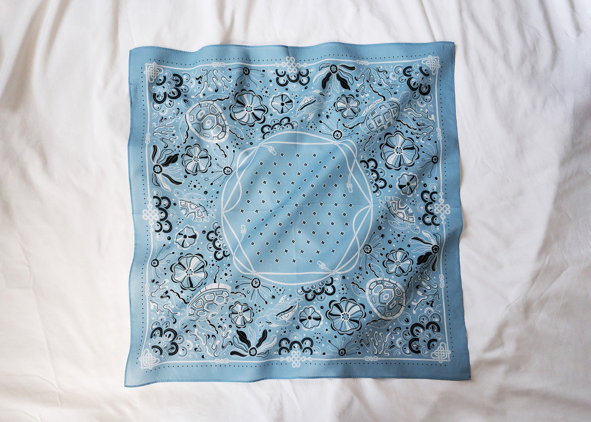 Timeless Turtle Bandana (Dusty Blue) — Korean Knot Art Collection