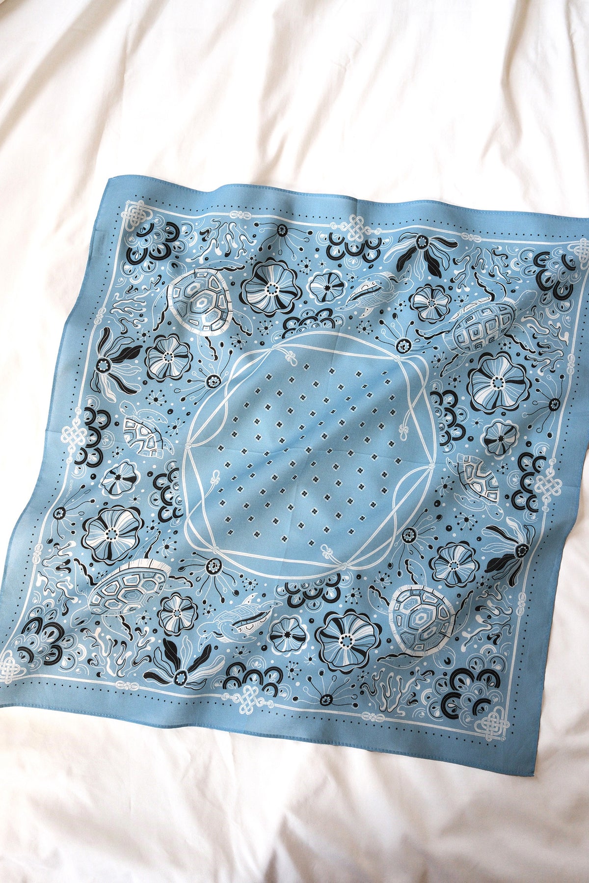 Timeless Turtle Bandana (Dusty Blue) — Korean Knot Art Collection