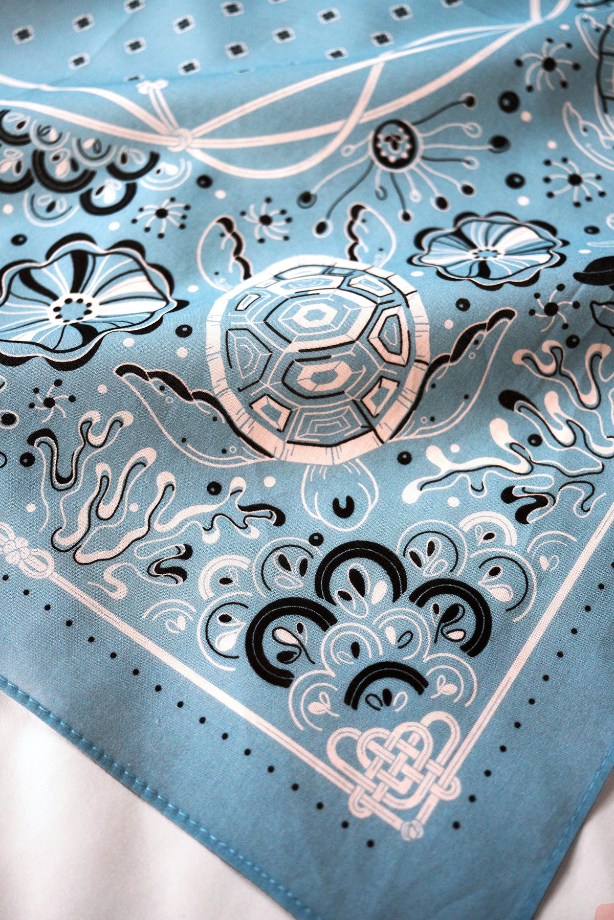 Timeless Turtle Bandana (Dusty Blue) — Korean Knot Art Collection