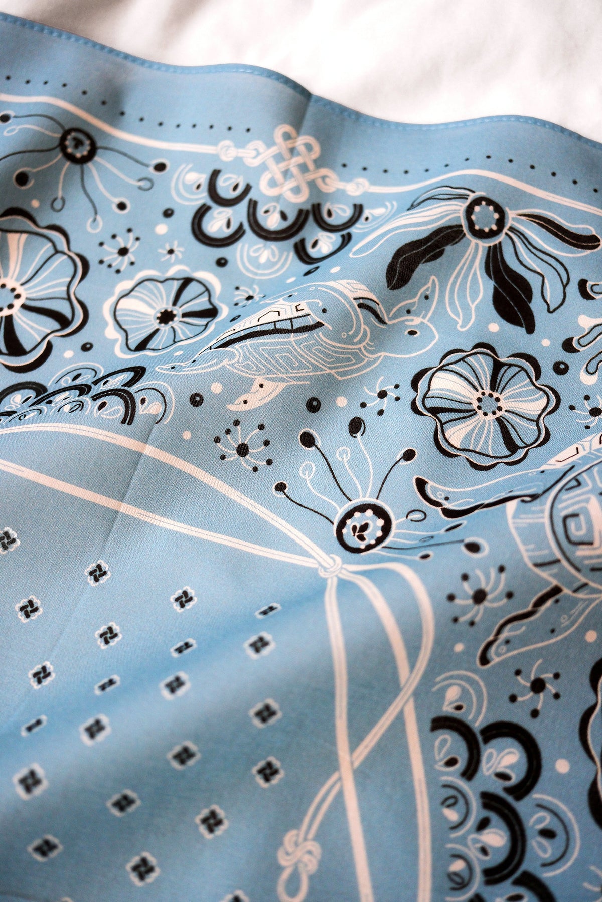 Timeless Turtle Bandana (Dusty Blue) — Korean Knot Art Collection